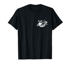 a black t - shirt with an image of saturn on it