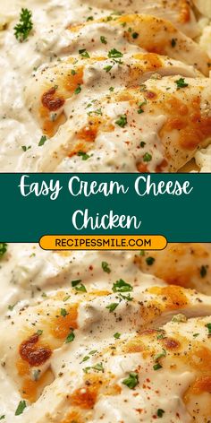 easy cream cheese chicken with parsley on top