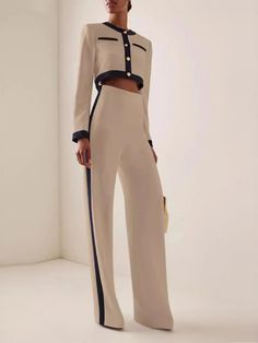 Casual Women 2024 Autumn Sets Fashion Women 2 Piece Set Round Neck Long Sleeve Singe Breasted Button Wide Legs Pants, Suit Type, Mid Waist Pants, Two Piece Pants Set, Elegant Pattern, Button Top, Pants Casual, Ankle Length Pants, Wide Legs