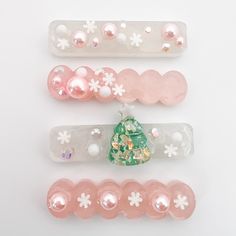 Pink And White Christmas, Christmas Hair Clips, Christmas Hair Clip, Holiday Hair Accessories, Holiday Hair, Christmas Hair, Holiday Hairstyles, Winter Snowflakes, Toddler Christmas