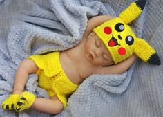 a baby in a pikachu costume sleeping on a blanket with the words 40 cute halloween costumes for a newborn baby