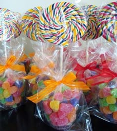 candy candies wrapped in cellophane and tied with ribbons