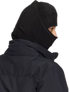 Polyester fleece balaclava in black. · Layered construction · Logo flag at hem Face masks and face coverings are final sale and are not eligible for return or exchange. Supplier color: Black Functional Black Balaclava For Cold Weather, Black Fleece-lined Balaclava For Outdoor Activities, Black Midweight Windproof Balaclava, Black Windproof Midweight Balaclava, Midweight Windproof Black Balaclava, Functional Winter Balaclava Mask, Black Hooded Balaclava For Protection, Black Fleece-lined Balaclava For Winter Sports, Black Fleece-lined Full Face Balaclava