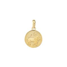 Single gold Leo zodiac sign necklace pendant with a detailed lion engraving and textured field Leo Zodiac Necklace, Dangle Cross Earrings, Leo Necklace Zodiac, Leo Necklace, Gold Rosary, Ring Chain, Zodiac Necklace, Gold Cross Necklace, Leo Zodiac