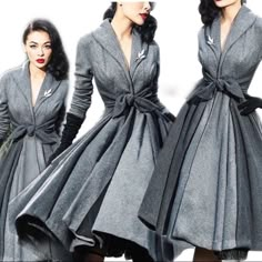 This Beautiful Design Wrap Jacket Is Great For The Winter Season Sizes Run Smaller Than Normal Says Xlarge More Like Medium, The Large Is Like A Small Vintage Gray Outerwear For Fall, Fit And Flare Coat, Winter Wrap, Wrap Jacket, Perfect Prom Dress, Vintage Pinup, Classy Women, Grey Fashion, Elegant Dress