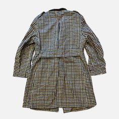 Size: S Color: Plaid Condition: Gently used Measurements: Chest 20 in Length 45 in Shoulders 6 in Sleeve Length 24 in Trench Coat, Plaid, Sleeve Length, Color