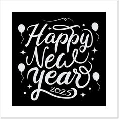 a black and white happy new year card