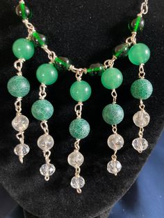 This unique necklace features beads in various shades of green. Beads include peridot, dyed jade, dyed magnesite, glass and cut crystal. Green Beads, Unique Necklace, Beaded Necklaces, Unique Necklaces, Chain Styles, Shades Of Green, Favorite Jewelry, Necklace Etsy, Jade