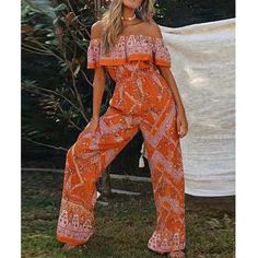 47983619604758|47983619637526|47983619703062 Loose Fit Jumpsuit, Spiritual Fashion, Disco Fashion, Boho Jumpsuit, Wide Leg Romper, Off Shoulder Jumpsuit, Ruffle Jumpsuit, Boho Romper, Sleeveless Outfit