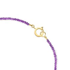 Ross-Simons - 50.00ct t. w. Amethyst Bead Necklace, 18kt Gold Over Sterling. 18". Beads are back and trending in a big way. Give your outfit a colorful kick with this cool and casual necklace, featuring 50.00 ct. t. w. rondelle faceted amethyst beads stationed by 18kt yellow gold over sterling silver spacers. Springring clasp, amethyst bead necklace. Amethyst birthstones are the perfect gift for February birthdays. Yellow Gold Briolette Necklaces With Faceted Beads, Yellow Gold Briolette Necklace With Faceted Beads, Yellow Gold Faceted Rondelle Necklaces, Yellow Gold Faceted Rondelle Necklace, Gold Amethyst Single Strand Necklace, Faceted Rondelle Yellow Gold Necklaces, Elegant Amethyst Rondelle Necklaces, Amethyst Briolette Necklace With Faceted Beads, Elegant Amethyst Rondelle Necklace