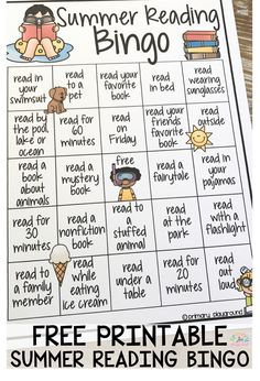 a printable summer reading bingo game for kids