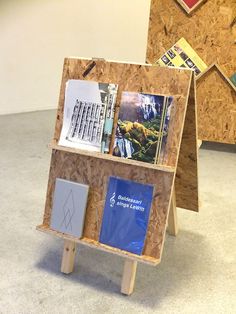 there is a book stand made out of plywood