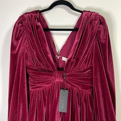 Gianni Bini Wine Colored Velvet Mini Dress With Long Sleeves. Size 4, New With Tags! Red Velvet Dress Long Sleeve, Red Velvet Dress Long, Long Sleeve Velvet Dress, Red Velvet Dress, Velvet Mini Dress, Dress With Long Sleeves, Mini Velvet Dress, Gianni Bini, Wine Colored