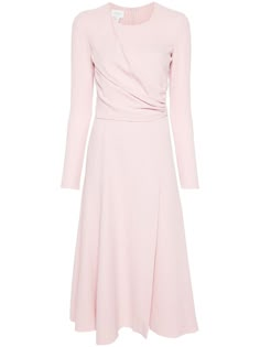 Shop Giambattista Valli draped-panel midi dress Feminine Draped Midi Dress For Formal Occasions, Formal Feminine Draped Midi Dress, Elegant Pink Ruched Midi Dress, Feminine Evening Midi Dress With Draped Sleeves, Fitted Midi Dress With Draped Sleeves, Feminine Midi Dress With Pleated Sleeves For Cocktail, Feminine Formal Midi Dress With Asymmetrical Hem, Feminine Midi Dress With Asymmetrical Hem For Formal Events, Feminine Midi Dress With Asymmetrical Hem For Formal Occasions