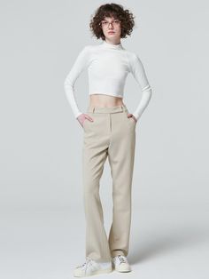 This is a comfortable and trendy pants by MaLoupe that is made out of high quality polyester, rayon, and polyurethane blend fabric. With design detail of slim boots cut silhouette and stretchy fabric, it gives a trendy and modern look. - 4 way stretch fabric with minimum wrinkle- Slim boots cut silhouette- Trendy and modern mood Beige Stretch Ankle-length Dress Pants, Trendy Fitted Straight Dress Pants, Chic Beige Elastane Pants, Fitted Beige Ankle-length Pants, Beige Stretch Straight Dress Pants, Chic Stretch Beige Dress Pants, Fitted Beige Elastane Pants, Neutral Fitted Straight Leg Pants, Fitted Neutral Dress Pants For Business Casual