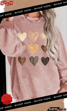 Heart Round Neck Dropped Shoulder Sweatshirt Dropped Shoulder Sweatshirt, Elevate Your Style, Drop Shoulder, Your Style, Round Neck, Shop Now, Sweatshirts, Free Shipping