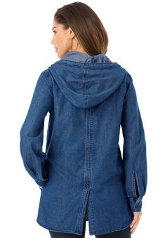 <div>A button front and hooded design make this denim shirt an absolute must for the season. Add printed or colored jeans for an on-trend look that keeps</div>