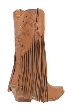 Dramatic leather fringe on this pointed-toe Western boot will move to the beat of every hoedown you attend, while a cushioned insole keeps you supported. 1 1/4" heel 12" shaft; 15" shaft circumference Pull-on style Cushioned insole Leather upper/textile lining/synthetic sole Imported Fall Fringe Boots With Snip Toe, Brown Western Boots With Tassels, Leather Fringe Boots For Rodeo, Brown Leather Fringe Boots, Leather Pointed Toe Boots With Fringe, Men Home Decor, Hairstyling Products, Rollerball Perfume, Western Boots Women