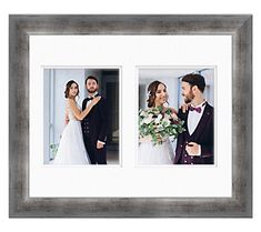 two framed photos of a bride and groom