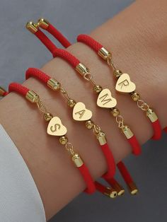 New Classic A-Z Heart Initial Letter Bracelet Women Simpel Adjustable Colorful Rope Bracelet For Women Jewelry Gift Red    Stainless Steel     Women Fashion Jewelry, size features are:Bust: ,Length: ,Sleeve Length: Heart-shaped Letter Beads Bracelet, Gold Friendship Bracelets With Letter Beads For Valentine's Day, Valentine's Day Gold Friendship Bracelets With Letter Beads, Heart-shaped Valentine's Day Charm Bracelet With Letter Beads, Personalized Heart Friendship Bracelets For Valentine's Day, Valentine's Day Heart Charm Bracelet With Letter Beads, Valentine's Day Heart-shaped Charm Bracelet With Letter Beads, Gold Heart-shaped Friendship Bracelets For Valentine's Day, Adjustable Red Heart Bracelet For Party