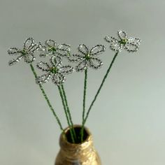 Pink Glass Flowers With Stems Wire Flower Decoration Beaded - Etsy Flowers With Stems, Millinery Flowers, French Beaded Flowers, Wire Flowers, Wire Jewelry Designs, Wire Sculpture, Artificial Flower Arrangements, Glass Flowers, Big Flowers