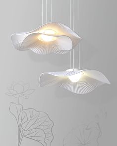 two suspended lights in the shape of flowers