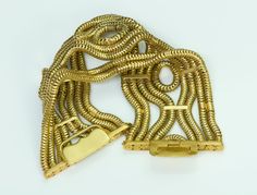 Vintage 1950’s Hermès Gilt Metal Chain Bracelet Very Rare Hermès gilt metal chain bracelet in very good condition. Vintage 1950’s... Collectors item! With instantly recognizable heritage designs, Hermès’ jewelry pays homage to the brand’s equestrian roots. Vintage Hermès pieces are extremely rare to find and are highly sought by collectors. Approximate Measurements: Length 8”, Width 2” Made in France Antique Yellow Gold Bracelets For Evening, Antique Yellow Gold Bracelet For Evening Wear, Luxury Gold Chain Bracelet With Clasp, Yellow Gold Metal Bracelets With Box Clasp, Gold Jubilee Bracelet For Evening, Luxury Yellow Gold Chain Bracelet With Clasp, Gold Evening Jewelry With Clasp, Gold Jewelry With Clasp For Evening, Vintage Gold-tone Chain Bracelet