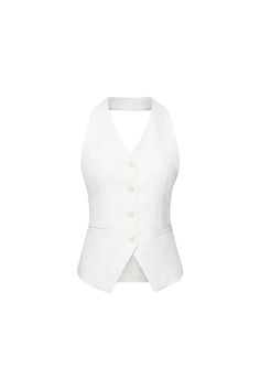 This vest effortlessly combines gentle and chic aesthetics with the latest wool and cotton fabrics. Its sleeveless design provides a comfortable fit and a sophisticated look. Perfect for any occasion. Cheap Blue Vest Crop Top, White Vest Women, Chic Fitted Sweater Vest, Elegant Formal Linen Tops, Tailored Sleeveless Summer Vest, Chic Fitted Sleeveless Sweater Vest, Classic Tank Top For Layering, Fitted Vest For Summer Layering, Chic Fitted Sleeveless Vest