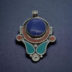 Tibetan Nepal Jewelry Ethnic Handmade Turquoise Coral Lapis Nice Brass Pendant | eBay Artisan Blue Jewelry With Fair Trade, Traditional Blue Inlay Necklaces, Traditional Blue Necklaces With Inlay, Traditional Blue Inlay Jewelry, Traditional Blue Jewelry With Inlay, Traditional Blue Necklace With Inlay, Artisan Blue Jewelry For Festivals, Blue Bohemian Jewelry With Inlay, Traditional Blue Natural Stone Jewelry