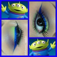 an image of a cartoon character with blue and green eyeshade, eye makeup