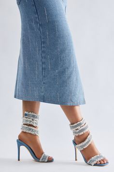 Available In Denim. Heeled Sandals Denim Rhinestone Embellishment Distressed Detail Square Toe Mid Heel Imported | Check The Deets Denim Heeled Sandals size 6.5 by Fashion Nova Denim Rhinestone, Denim Heels, Mid Heel, Heeled Sandals, Denim Fashion, Fashion Nova, Sandals Heels, Size 7, Size 10