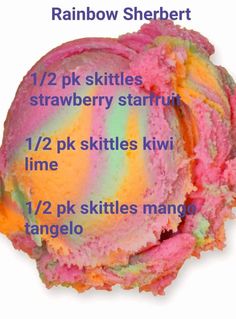 the rainbow sherbet is labeled in different colors