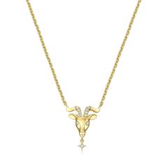 18" Gold-Plated Sterling Silver 0.08ctw Diamond Capricorn Necklace Stellar jewelry? It's in the stars. A diamond-accented Capricorn zodiac design makes this necklace a divine addition to your jewelry collection. Also fab as a birthday gift or as an anytime gift for the favorite astrology buff in your life.        Necklace approx. 18"L      Drop approx. 17.32x13.5mm     Stamped .925 sterling silver; gold plating; polished finish      Cable-link chain: spring-ring clasp     Capricorn sea goat zodi Capricorn Jewelry, Capricorn Necklace, Sea Goat, Capricorn Zodiac, In The Stars, The Favorite, Diamond Stone, Gold Plated Sterling Silver, Men Necklace