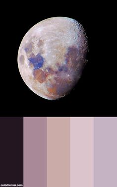 an image of the moon taken from earth's surface in color palette swatches