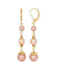 in stock Pink Pearl Drop Earrings, Pink Pearl Jewelry, Pearl Jewelery, Pink Pearl Earrings, Long Pearl Earrings, Prom Inspo, Earrings Aesthetic, Pink Pearl, Online Earrings