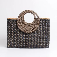 Item Details #H281 Description (Please Read!) Double top handle Polyester Lining Style: handbag, carrying handbag, tote bag, Shoulder handbag Specifications: 25cm(Height)X38cm(Upper Width)X12cm(width) Carrying: 12cm Color: Black Technics: Hand Woven Condition: New Material: Straw ... Straw Handbags, Rattan Bag, Handbags Casual, Straw Bags, Unique Bags, Basket Bag, Casual Tote, Cosmetic Storage, Types Of Bag