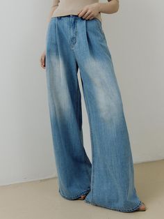 This is a minimal and feminine pants by Lucirzu that is made out of high quality and sturdy material. With distinctive mood of the design and comfortable wear, you can use it for your daily lifestyle.- High waistline and wide silhouette- Slim look with vertical slub- Modern and minimal mood Solid Denim Bottoms, Versatile Full Length Relaxed Fit Flare Jeans, High-waisted Cotton Flare Jeans, Versatile Relaxed Fit Full Length Flare Jeans, High Rise Wide Leg Pants With Relaxed Fit, Summer High Rise Baggy Wide Leg Pants, Versatile High Rise Wide Leg Pants For Summer, Trendy High Waist Relaxed Fit Jeans, Spring High-waisted Relaxed Fit Flare Jeans