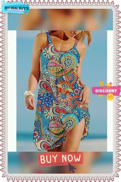 Women's Casual Dress Ethnic Dress Shift Dress Paisley Print Strap Mini Dress Vintage Ethnic Outdoor Daily Sleeveless Loose Fit Blue Spring Summer S M L Xl Xxl Sleeveless Paisley Print Beach Dress, Casual Sleeveless Mini Dress With Paisley Print, Casual Sleeveless Paisley Print Mini Dress, Beach Sundress With Paisley Print And V-neck, Spring V-neck Paisley Print Dress, Ethnic Dress, Blue Springs, Dress Size Chart, Types Of Dresses