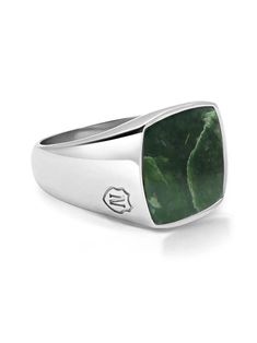 Stainless Steel Ring Green Jade Stone Product Code: MRING_129 Designer's Notes Designed and handcrafted in our LA studio, this one-of-a-kind cocktail ring features a brilliant green jade stone set in a stainless steel ring This piece will put the final touch to all looks. Please note that all our pieces are crafted by hand and one-of-a-kind, and may therefore vary slightly in size, shape, and color. Mens Silver Signet Ring, Silver Signet Ring, Semi Precious Beads, Stainless Steel Ring, Jade Ring, Men's Jewelry Rings, Engraved Logo, Jade Stone, Green Jade