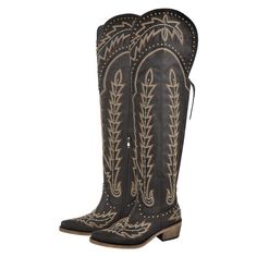 PRICES MAY VARY. This cowboy boots has heel height about 5 CM/1.96 inch. SIZE TIP: TRUE TO SIZE,pls choose your normal size. Fashion design: western boots decorated with Embroiderded , rivet studded, comfortable low block chunky heels and adjustable back lace up, Pull on style Side zipper for easy on and off,and look great with jeans, shorts, dresses, and just about everything you can think of. This western cowgril boots are totally comfortable and shining. These cowboy thigh high boots would be Knee-high Boots For Ranch In Winter, Winter Knee-high Boots For Rodeo, Black Knee-high Boots For Rodeo, Western Style Knee-high Boots For Rodeo, Western Knee-high Boots, Western Style Knee-high Boots For Rodeo In Winter, Western Style Knee-high Heeled Boots For Rodeo, Western Knee-high Heeled Boots For Rodeo, Western Knee-high Martin Boots For Fall