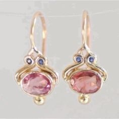 Watermelon Tourmaline 18k Gold Vermiel Handcrafted Oval Jewelry, Tourmaline Earrings, Anniversary Jewelry, Pink Topaz, The Ear, Sapphire Earrings, Tourmaline Gemstone, Everyday Earrings, Gold Earrings Dangle