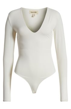 Every closet needs this sleek bodysuit made from soft, stretchy fabric designed for a skin-tight, contoured fit and styled with a V-neckline and long sleeves. V-neck Long sleeves 87% polyamide, 13% elastane Machine wash, line dry Imported Closet Needs, V Neck Bodysuit, Accessories Design, Nordstrom Rack, Fabric Design, Tights, Nordstrom, Long Sleeves, Slim Fit