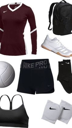 a woman's sports gear including shorts, sneakers and a backpack