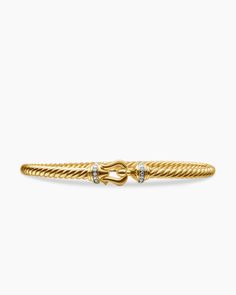 Buckle Cablespira® Bracelet in 18K Yellow Gold with Diamonds, 3.5mm Greek Sun God, Cable Bracelets, Women's Bracelets, Buckle Bracelet, High Jewelry, David Yurman, Jewelry Pouch, Fashion Advice, Womens Bracelets