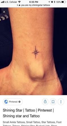 a small star tattoo on the side of a woman's foot is shown in an instagram