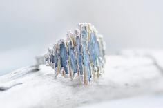 999 Pure Fine Silver Blue Kyanite Shield Ring. Kyanite Ring. | Etsy Fantasy Rings, Copper Electroforming, Kyanite Ring, Raw Diamond Engagement Rings, Raw Crystal Ring, Shield Ring, Raw Gemstone Ring, Electroformed Jewelry, Organic Jewelry