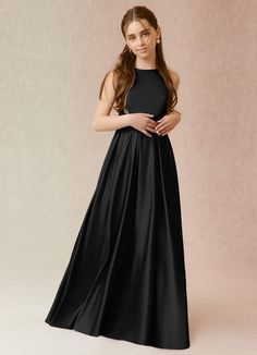 Azazie Arianthe Junior Bridesmaid Dress in Black | Azazie Black Junior Bridesmaid Dress, Plus Size Bridal Dresses, Junior Girl Dresses, Groomsmen Accessories, Girls Bridesmaid Dresses, Bridesmaid Dresses Azazie, Junior Bridesmaid Dress, Junior Bridesmaid Dresses, Matte Satin