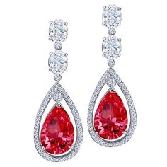 Drop style chandelier earrings ruby & diamonds 3.50 carat earring white gold Ear Ring, Jewelry Post, Ring White Gold, Ruby Earrings, Ruby Jewelry, Ruby Diamond, Dream Jewelry, White Ring, Vintage Jewellery