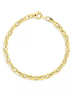 Roberto Coin - 18K Yellow Gold Chain Bracelet 14k Yellow Gold Bracelet With Cable Chain, 14k Yellow Gold Chain Link Bracelet, Luxury 14k Gold Cable Chain Bracelet, Luxury Yellow Gold Cable Chain Bracelet, Luxury Yellow Gold Diamond Bracelet With Cable Chain, Luxury Yellow Gold Cable Chain Bracelets, Yellow Gold Diamond Link Bracelet With 17 Jewels, 14k Yellow Gold Cable Chain Bracelet, Classic Gold Diamond Bracelet With Cable Chain