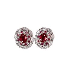 *Condition: Brand new *Center Stone: Natural Red Ruby, Oval Cut, approx 0.92ct total *Side stones: Natural White Diamond, Marquise cut & round cut (VS1 clarity and F color) *Metal Purity: Optional *Sell as pair Each piece is made-to-order with care and special attention to detail. all items are made with conflict-free diamonds and gems. The item will be gift wrapped and shipped. ------------------------------------------------------------------- Available in : 14k Rose or Yellow Gold, White Luxury Red Ruby Earrings, Luxury Red Diamond Earrings, Luxury Ruby Earrings With Prong Setting, Luxury Oval Cluster Earrings For Formal Occasions, Luxury Red Brilliant Cut Earrings, Formal Red Diamond Earrings, Formal Red Diamond Earrings With Brilliant Cut, Luxury Gemstone Cluster Earrings For Formal Occasions, Exquisite Red Earrings For Formal Occasions